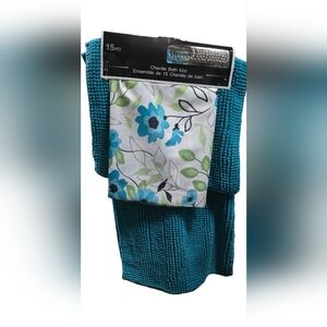 Chenille 15 pieces bath mat set with shower curtain